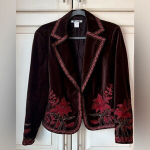 Nygard Collection Brown Blazer with Gorgeous embroidery details. Vintage.